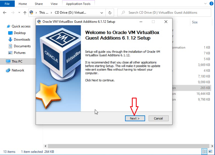 VirtualBox Guest Additions setup