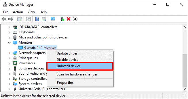 Fix Generic PnP Monitor problem on Windows 10