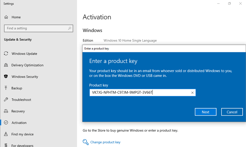 Windows 10 Pro upgrade key