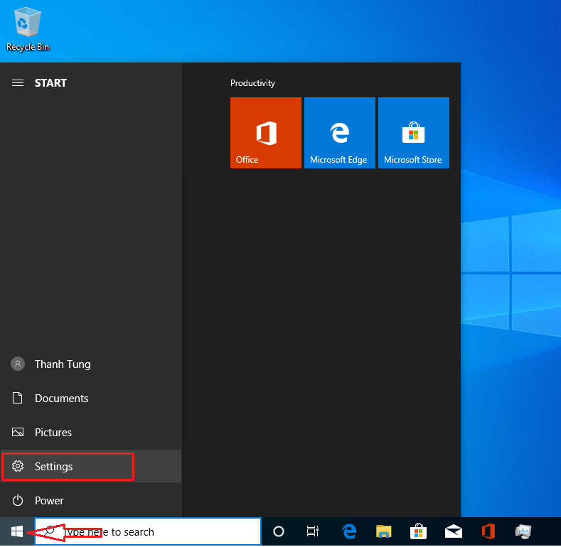 Windows 10 setting