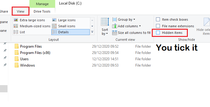 How to show hidden files in Windows 10