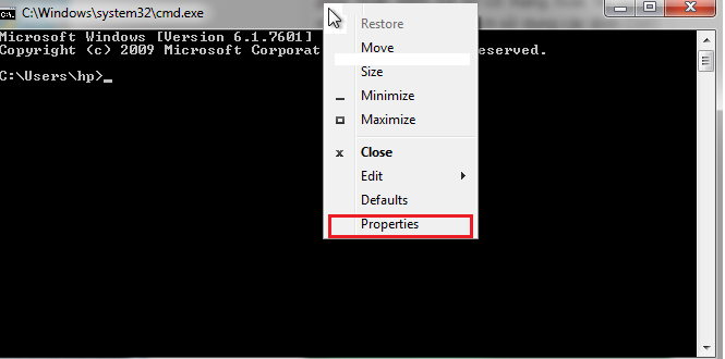 copy text in command prompt windows 7