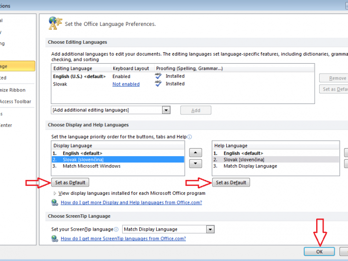 How to change Microsoft Office 2010 language