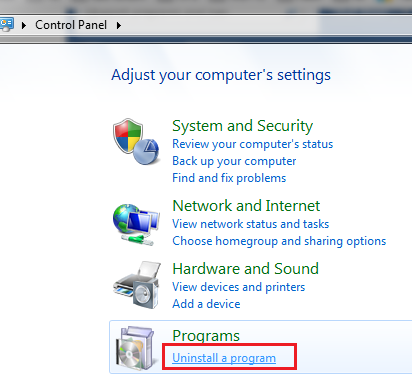 uninstall a program Windows 7
