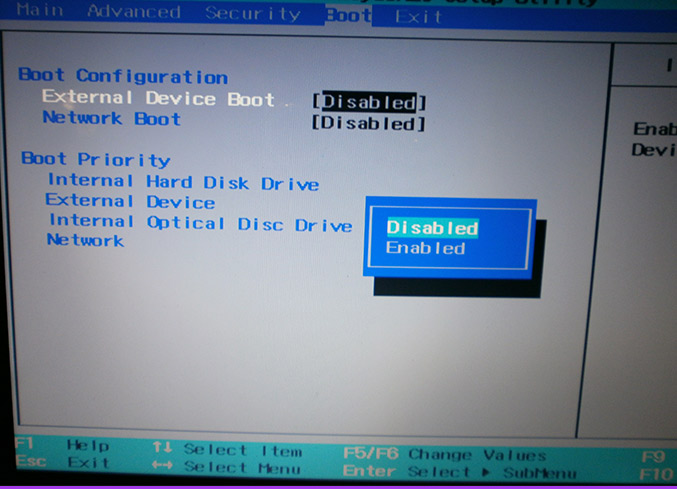 setup BIOS-External-Device-Boot